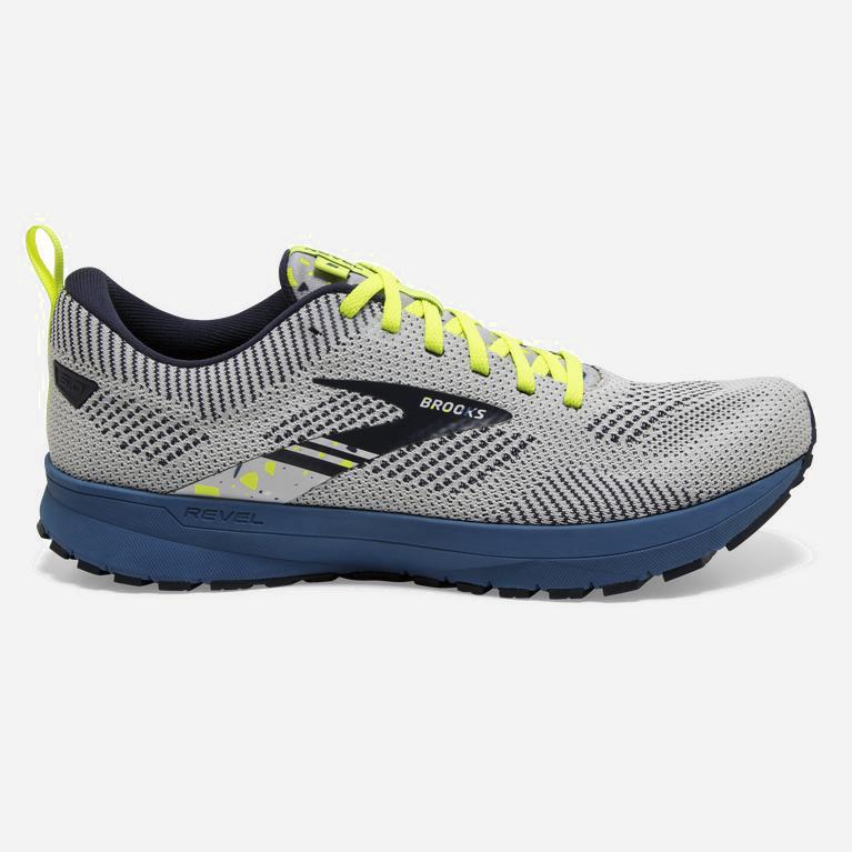 Brooks Revel 5 Israel - Men's Performance Road Running Shoes - Oyster/Navy/Dark Blue (13405-FEQW)